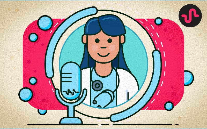 Animated provider in a circle with a microphone representing Sunoh Medical AI Scribe